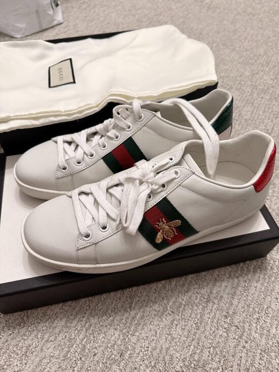Gucci New Ace Embroidered Sneakers - Size 37.5 (7.5)
